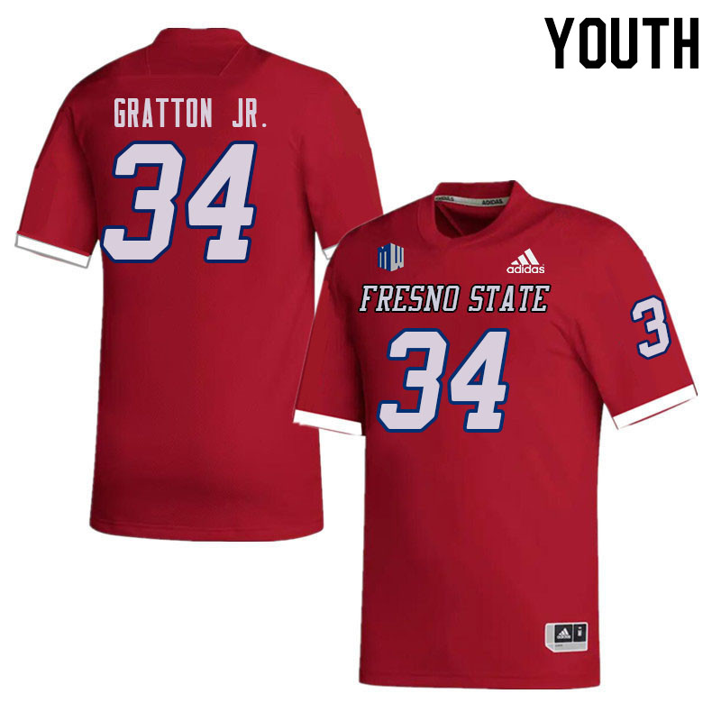 Youth #34 Frankco Gratton Jr. Fresno State Bulldogs College Football Jerseys Sale-Red